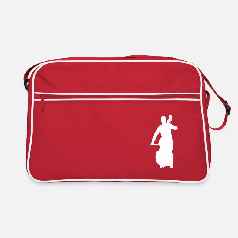 kontrabass - Retro Tasche - Rot/Weiß
