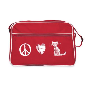 peace love cats - Sac Retro - rouge/blanc - Devant