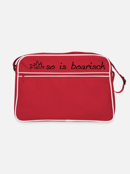 so_is_boarisch - Retro Tasche - Rot/Weiß - Vorne