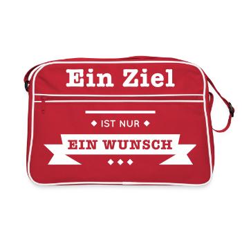 Ziel ohne Plan nur Wunsch Spruch Statement Planung - Retro Tasche - Rot/Weiß - Vorne