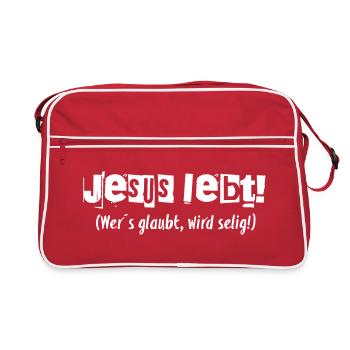 Jesus Lebt! - Retro Tasche - Rot/Weiß - Vorne