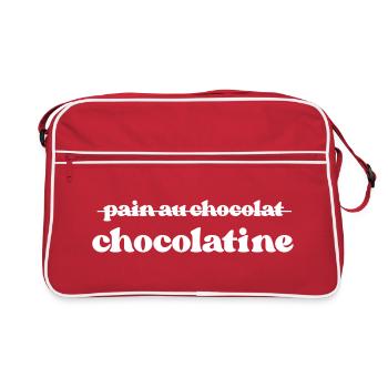 Chocolatine, pas pain au chocolat - Sac Retro - rouge/blanc - Devant