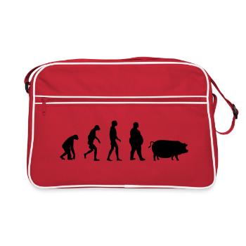 Evolution du singe à l'homme de porc - Sac Retro - rouge/blanc - Devant