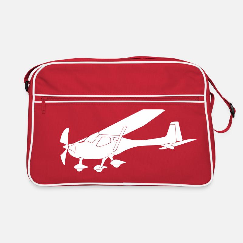 remos Flugzeug Pilot Flieger Ultaleichtflugzeug UL - Retro Tasche - Rot/Weiß