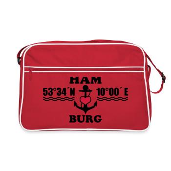 Hamburg coordinates anchor 2c B - Retro Bag - red/white - Front