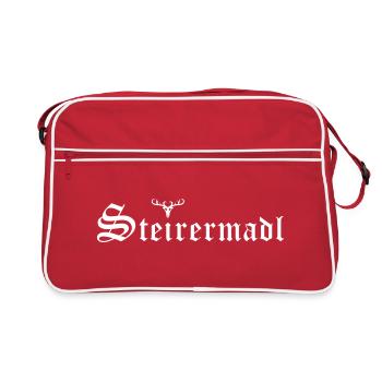 Steirermadl mit Hirsch - Retro Tasche - Rot/Weiß - Vorne