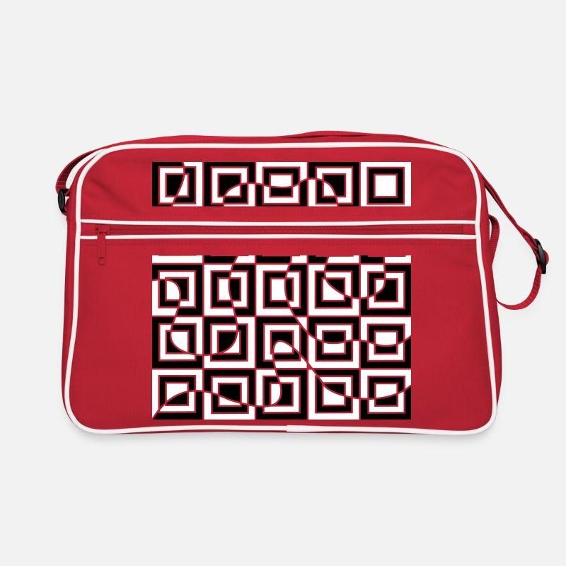 Optische Illusion mit Vierecken - Retro Tasche - Rot/Weiß