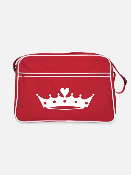 Crown with Heart - Retro Tasche - Rot/Weiß - Vorne