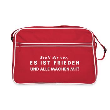 Stell dir vor, es ist FRIEDEN und alle machen mit! - Retro Tasche - Rot/Weiß - Vorne