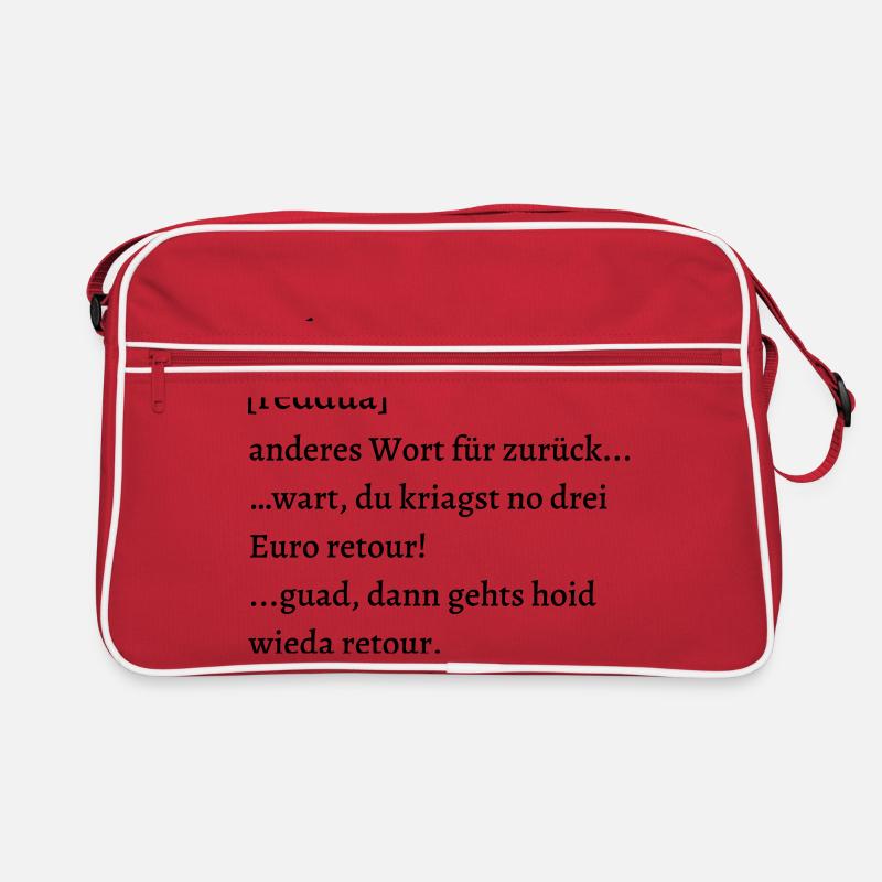 Retour Erklärung - bayrisch - Retro Tasche - Rot/Weiß