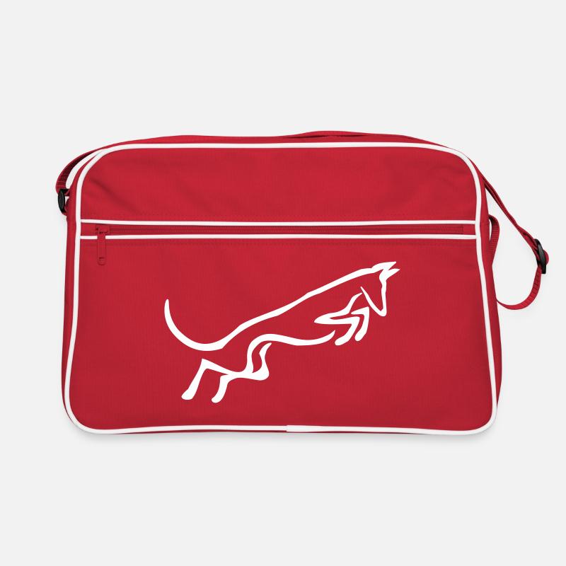 Podenco springt - Retro Tasche - Rot/Weiß