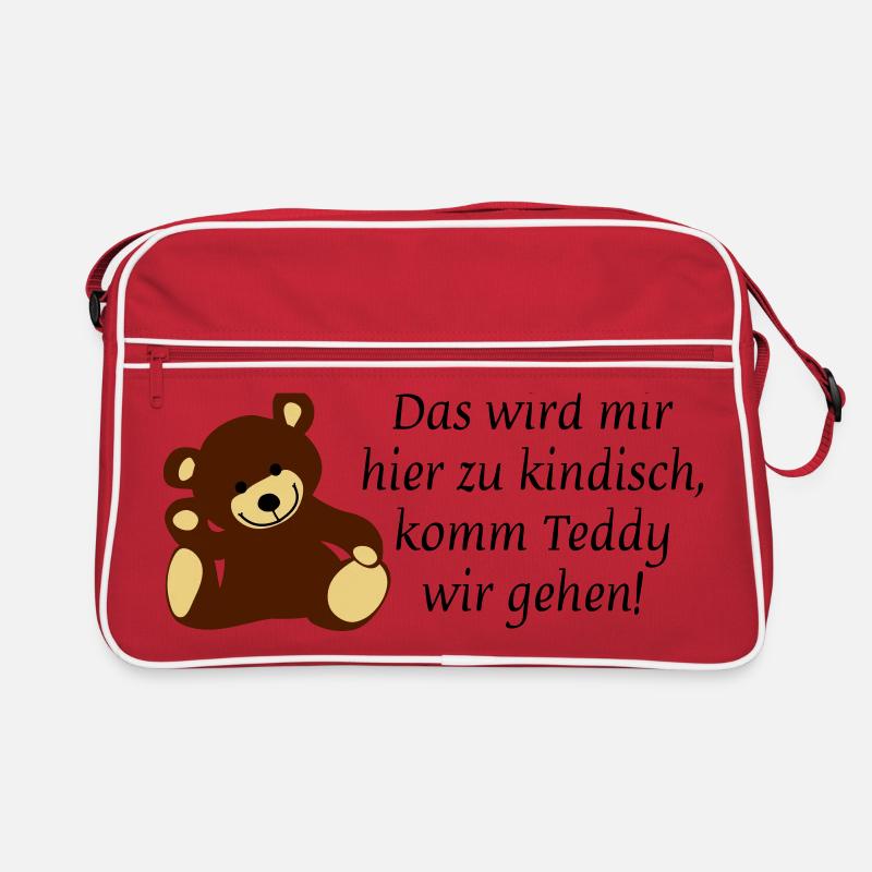 Das wird mir hier zu kindisch komm Teddy wir gehen Retro Tasche
