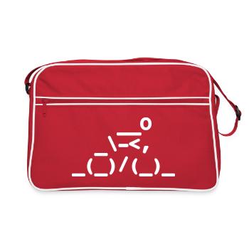 Cyclists - Ascii Art - Retro Bag - red/white - Front