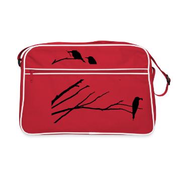 Vögel auf Ast - Retro Tasche - Rot/Weiß - Vorne