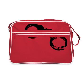 Handschellen Fesseln Used Look JGA Game over Stahl - Retro Tasche - Rot/Weiß - Vorne