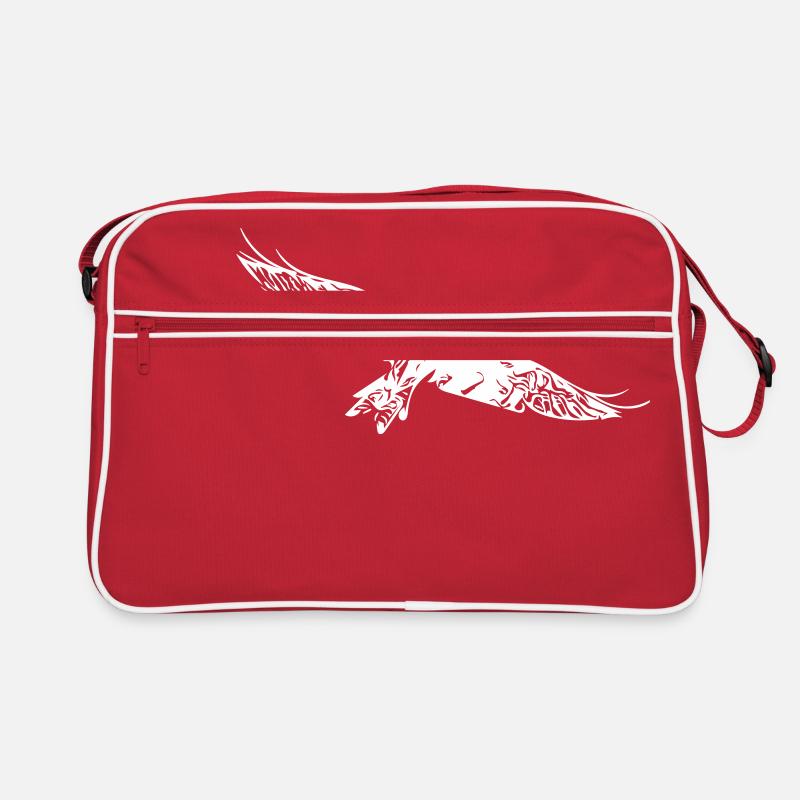 Greifvogel auf breiten Schwingen - Retro Tasche - Rot/Weiß