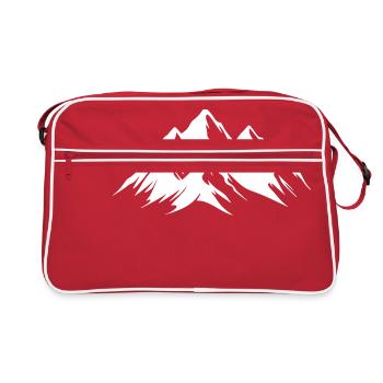 Alpen Berge Panorama Minimal Vektor - Retro Tasche - Rot/Weiß - Vorne