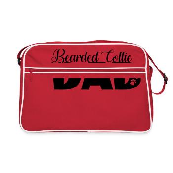 Bearded Collie Papa - énonciation drôle de papa de chien - Sac Retro - rouge/blanc - Devant