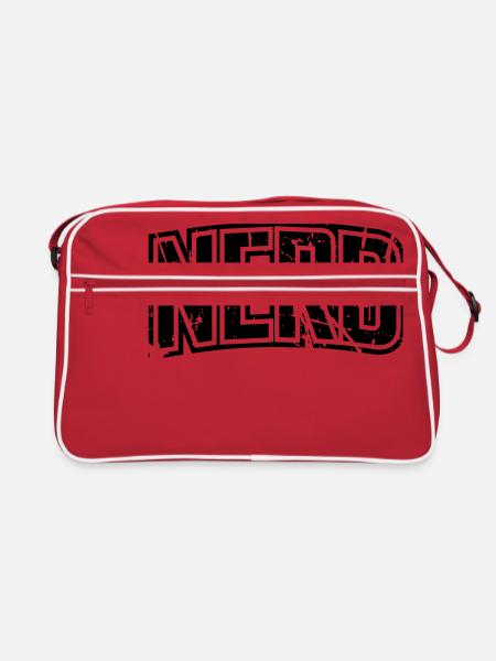 Nerd vintage distressed lettering - Retro Bag - red/white - Front