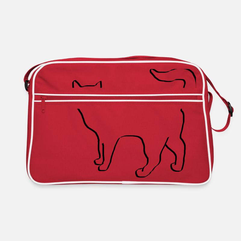Chat dessin silhouette chat cadeau de miaou - Sac Retro - rouge/blanc
