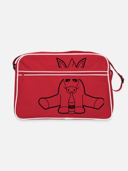 bayern hut bier alkohol party feiern f - Retro Tasche - Rot/Weiß - Vorne