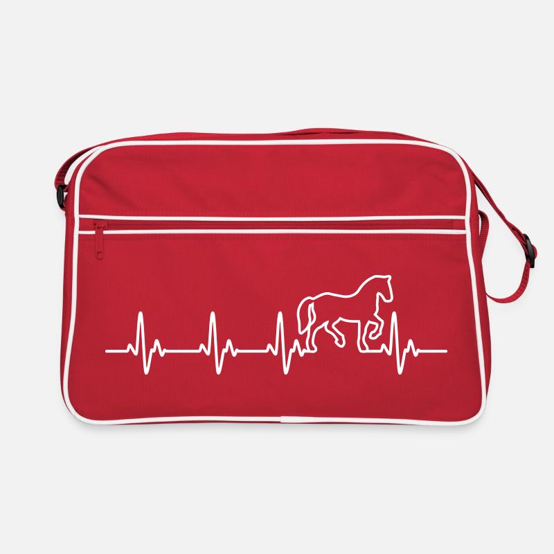 Horse Heartbeat - Retro Tasche - Rot/Weiß