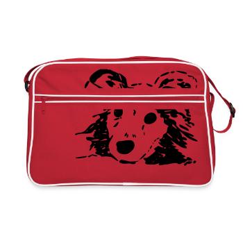 Hund, Liebhaber, Geschenk, Geschenkidee - Retro Tasche - Rot/Weiß - Vorne