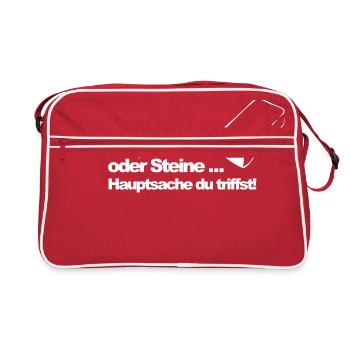 Hirn oder Steine (md) - Retro Tasche - Rot/Weiß - Vorne