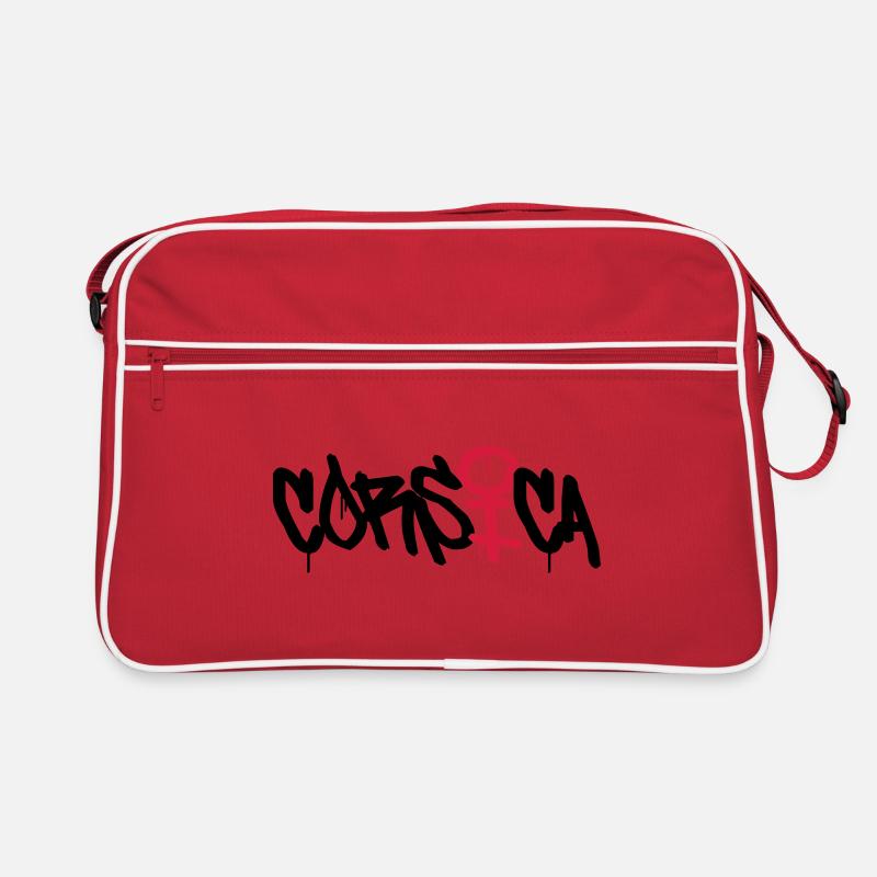 Korsika - Korsika - Retro Tasche - Rot/Weiß
