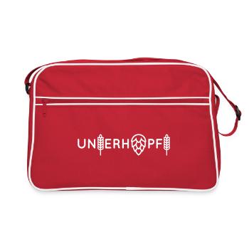 Unterhopft. Das Shirt für Bierliebhaber - Retro Tasche - Rot/Weiß - Vorne