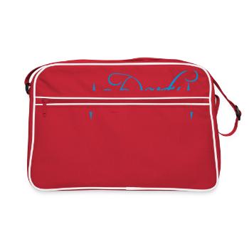 verein text frequenz herzschlag puls logo text spi - Retro Tasche - Rot/Weiß - Vorne