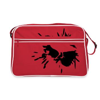 dab dripping graffiti paint splatter bird silho - Retro Bag - red/white - Front