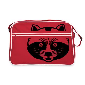 Raccoon mad irritable mood humor bear funny - Retro Bag - red/white - Front