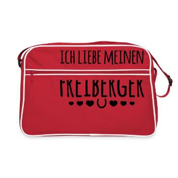 Ich liebe meinen Freiberger - Reiter Geschenk - Retro Tasche - Rot/Weiß - Vorne