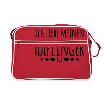 Ich liebe meinen Haflinger - Reiter Geschenk - Retro Tasche - Rot/Weiß - Vorne