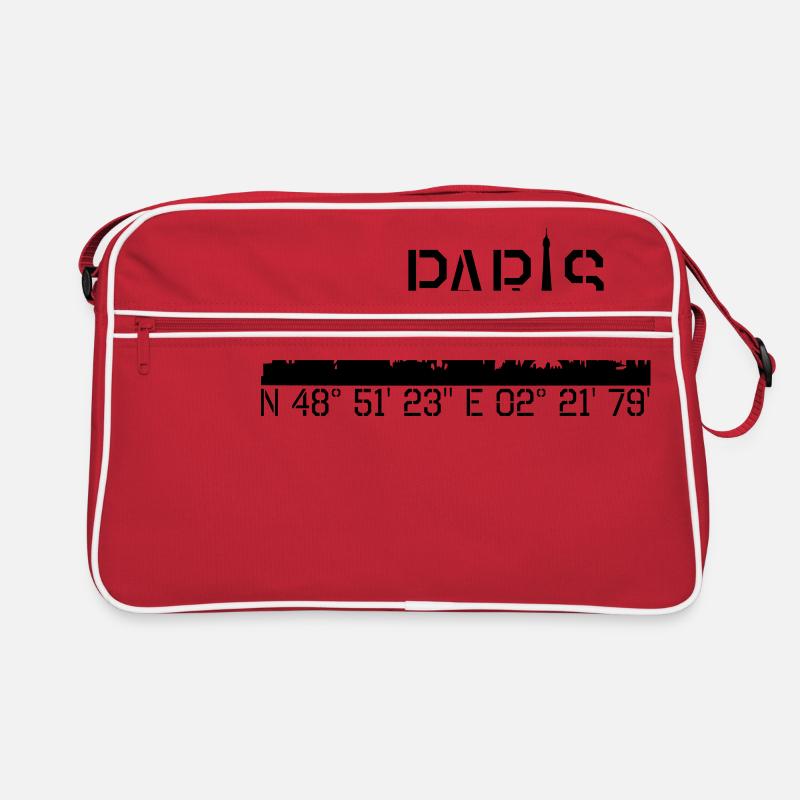 Paris coordonnées N 48 ° 51 '23' 'E 02 ° 21' 79 '' - Sac Retro - rouge/blanc