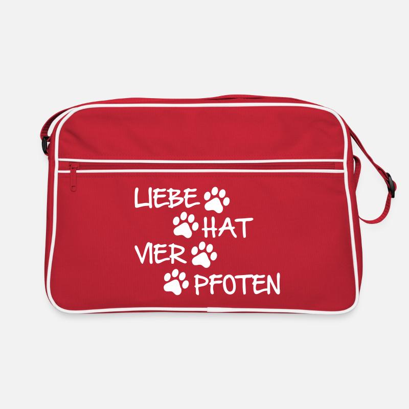 Liebe hat vier Pfoten - Retro Tasche - Rot/Weiß