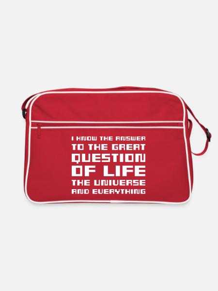I know the answer - Hitchhiker's Guide - Retro Tasche - Rot/Weiß - Vorne