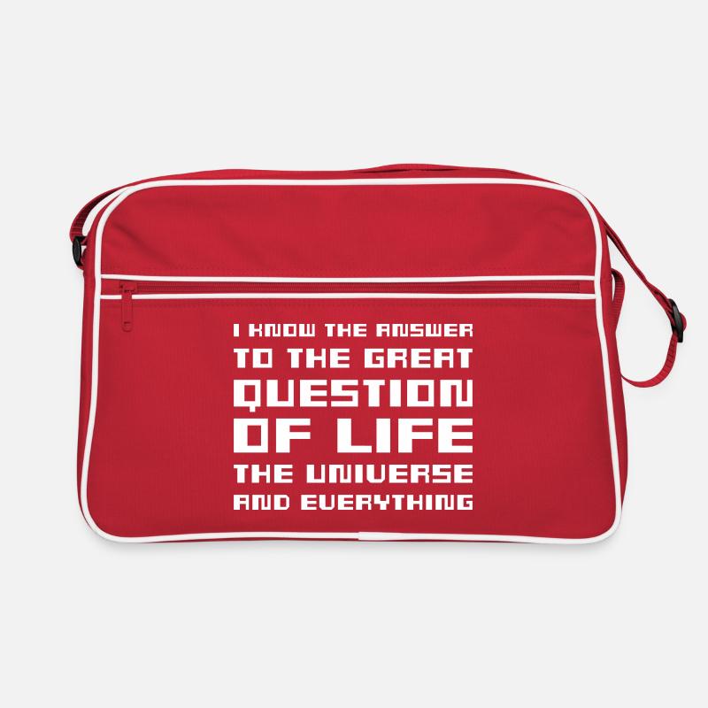 I know the answer - Hitchhiker's Guide - Retro Tasche - Rot/Weiß