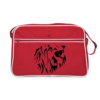 tribal lion face rugit2 - Retro Bag - red/white - Front