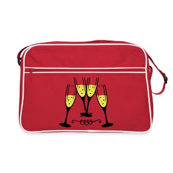 sekt glas anstossen - Retro Tasche - Rot/Weiß - Vorne