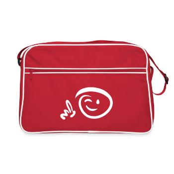 Face winks pointing with finger at something - Retro Bag - red/white - Front