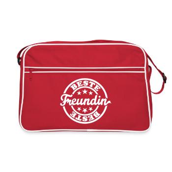 Beste Freundin (Stempel) 01 - Retro Tasche - Rot/Weiß - Vorne