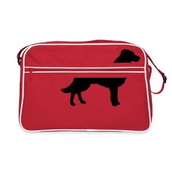 Border Collie, Hund, Agility - Retro Tasche - Rot/Weiß - Vorne
