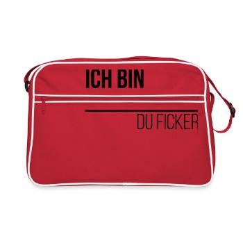 ich bin sympathisch du Ficker - Retro Tasche - Rot/Weiß - Vorne