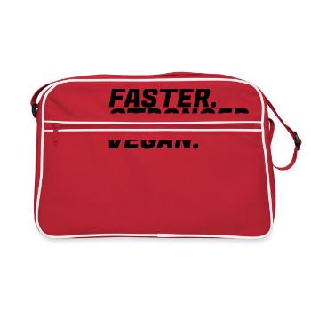 Plus rapide, plus fort, les végétariens végétaliens pouvoir cadeaux - Sac Retro - rouge/blanc - Devant