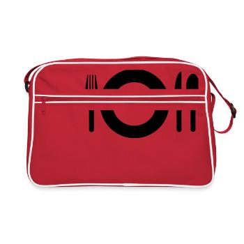 Besteck Grafik ESSEN HUNGER GESCHENKIDEE - Retro Tasche - Rot/Weiß - Vorne