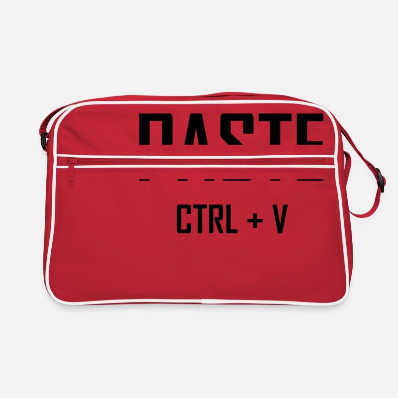 Paste Ctrl V - Vater Sohn Shirt - Retro Tasche - Rot/Weiß