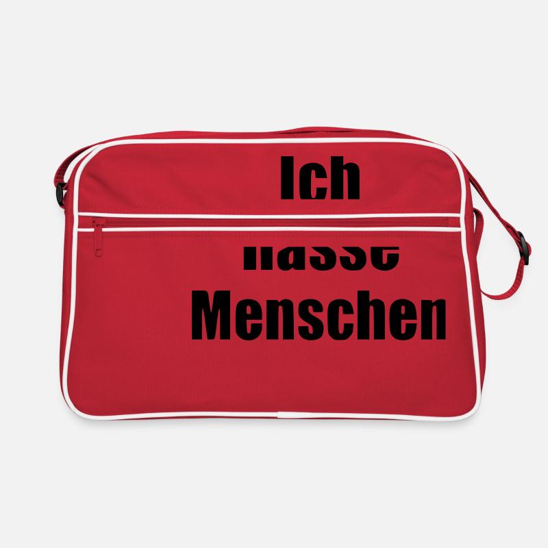 Ich hasse Menschen Statement vegan Tierschutz Retro Tasche