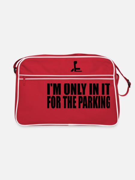 i m only in it for the parking - Retro Bag - red/white - Front